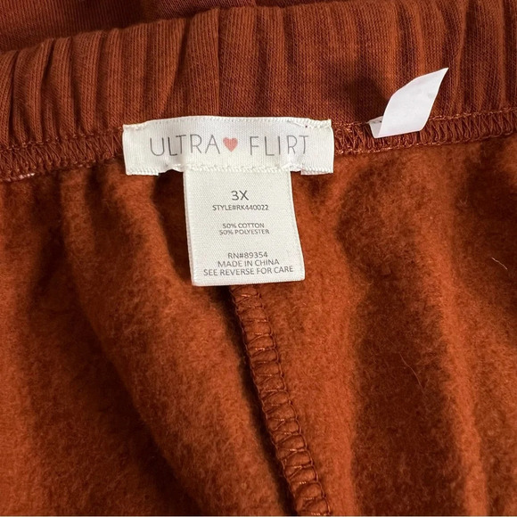 Fleece Lined Shorts Plus Size 3XL Burnt Orange Side Pockets Elastic Waist - Picture 3 of 5